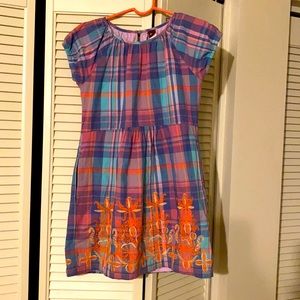 Girls plaid dress from Tea Collection with embroidery
